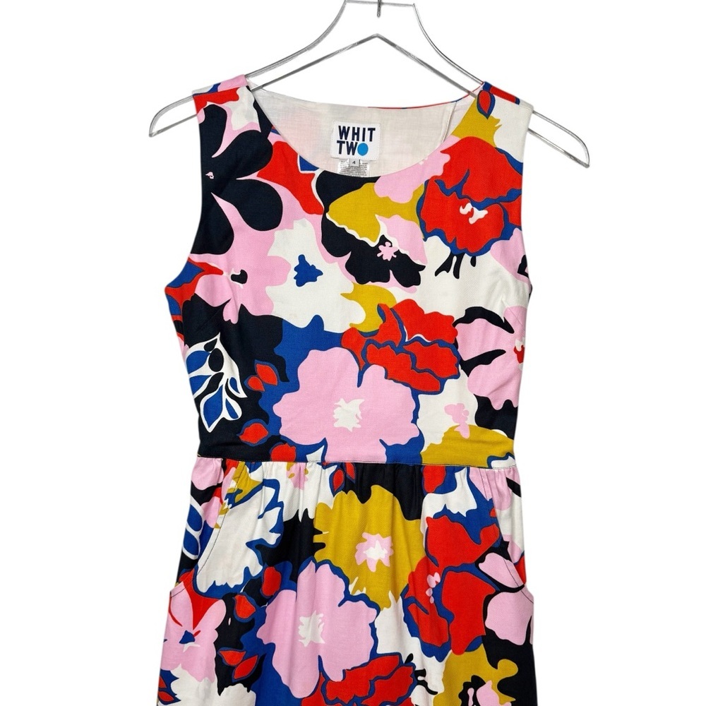 Anthropologie Whit Two Petal Print Open Back Floral Women’s Shift Dress Sz 4 - Picture 3 of 16